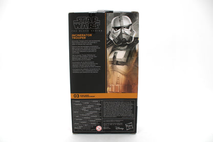 Incinerator Trooper Star Wars Black Series 6-Inch Figure — Box Back with Multilingual Bio