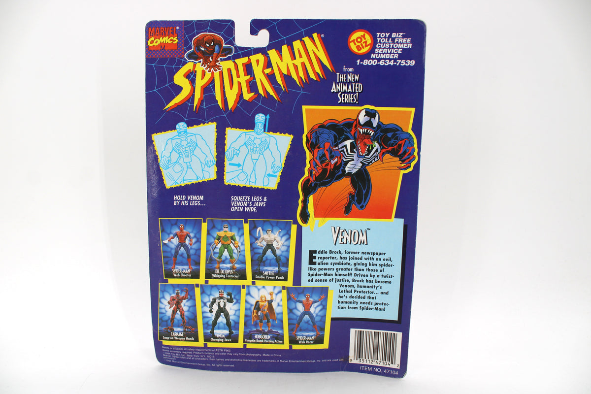 Venom Spider-Man Animated Series 1994 Toy Biz — Card Back with Wave 1 Lineup