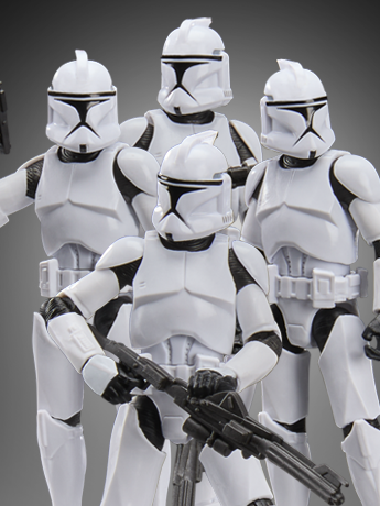 Phase I Clone Troopers Vintage Collection 3.75-Inch 4-Pack — Close-Up Group Pose Detail
