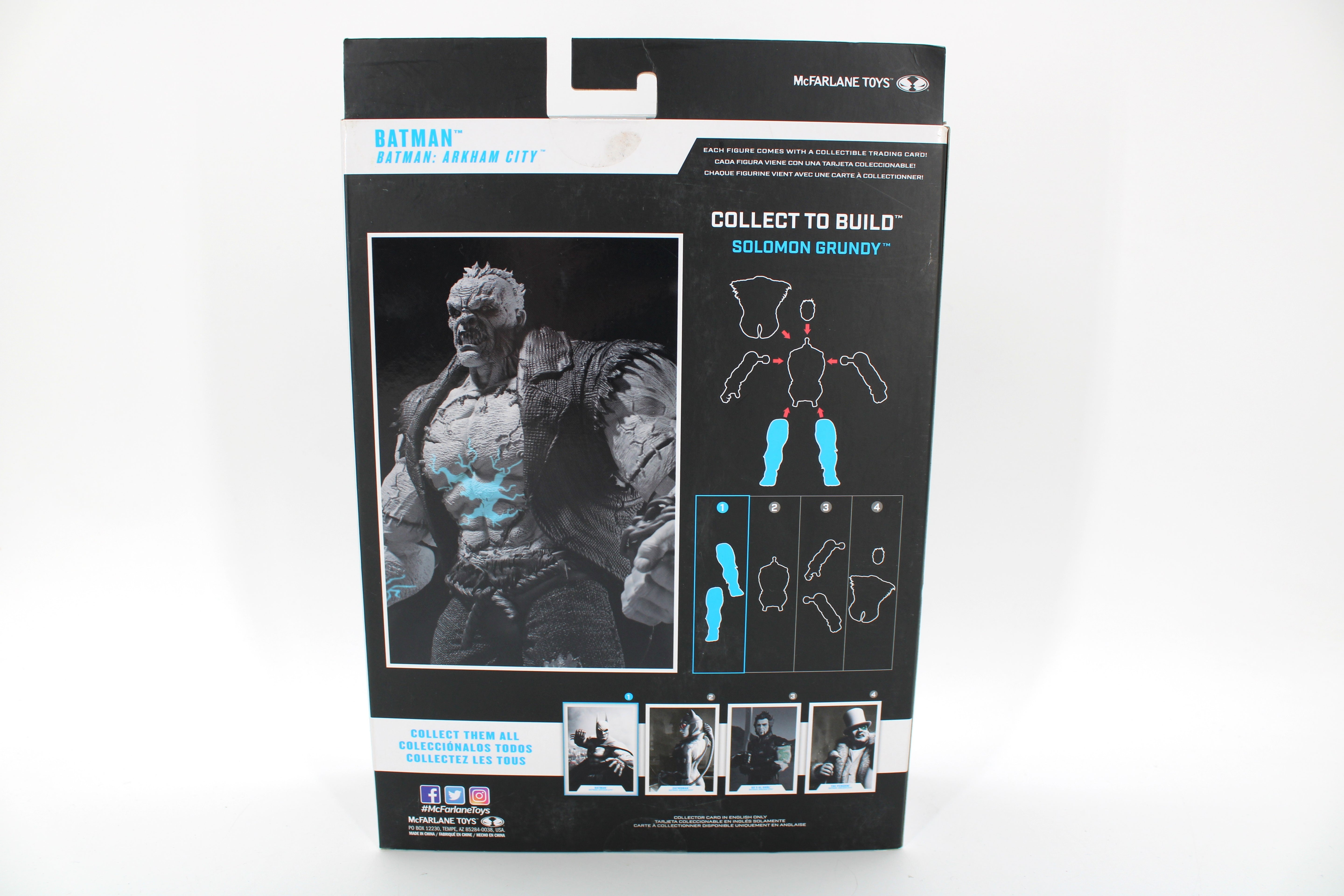 Batman Arkham City DC Multiverse Gold Label Black & White Figure — Card Back with Solomon Grundy BAF Diagram