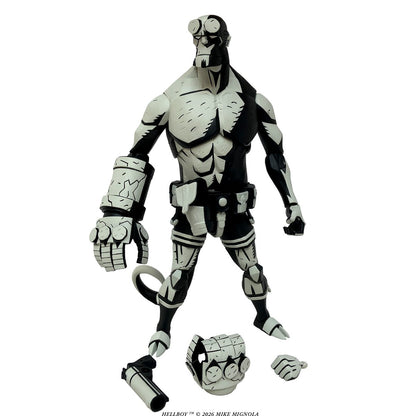Hellboy Black and White 1:12 Scale Figure — Front View with Accessories Displayed