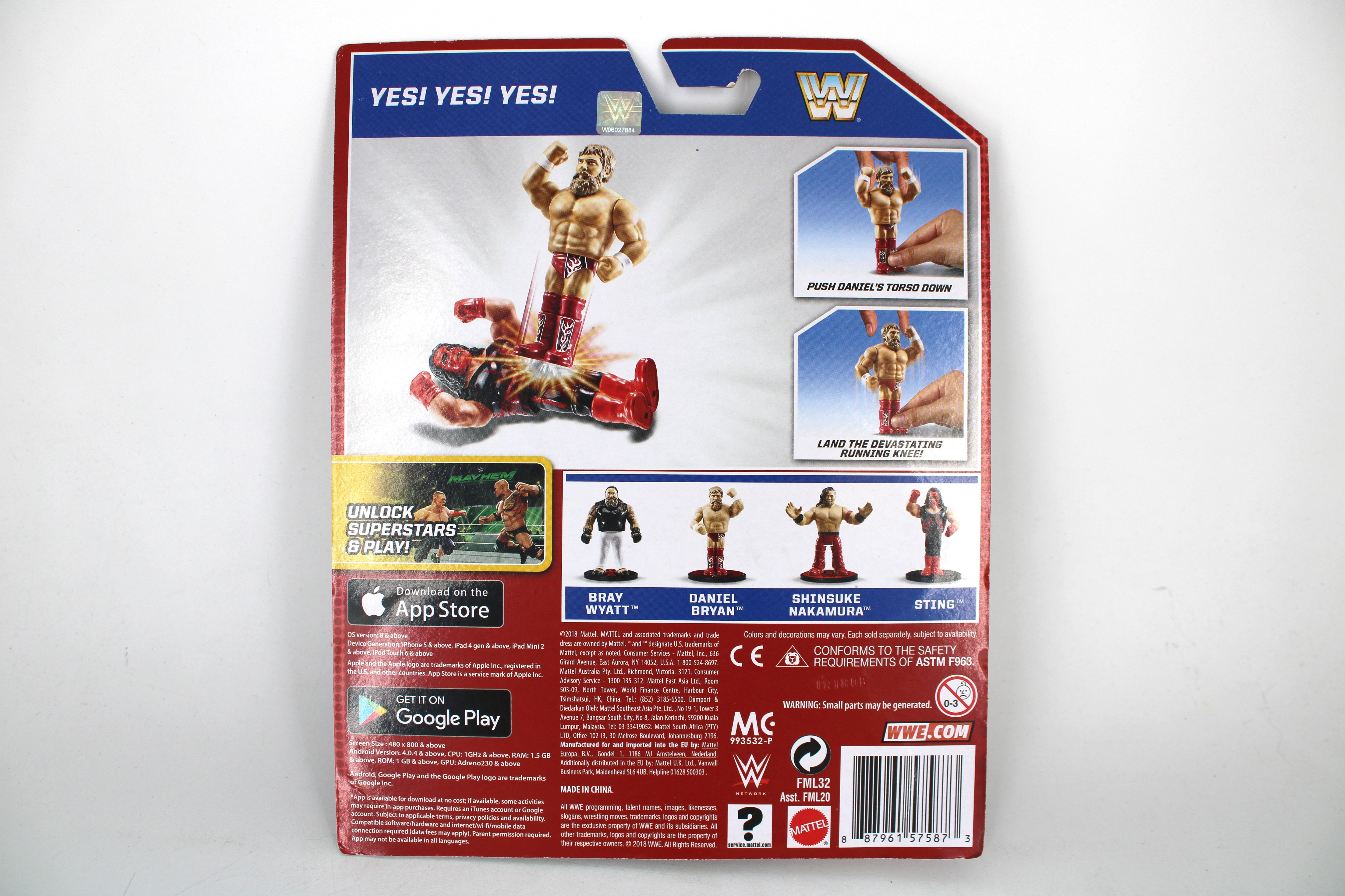 Daniel Bryan WWE Retro Series 2018 Mattel Figure — Card Back with Running Knee Action Feature Instructions