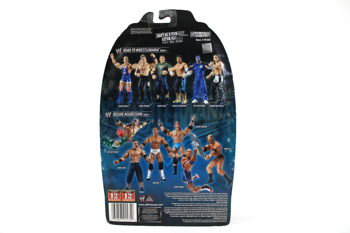 Rey Mysterio Road to WrestleMania 22 Jakks Pacific Series 1 — Card Back with Full Lineup