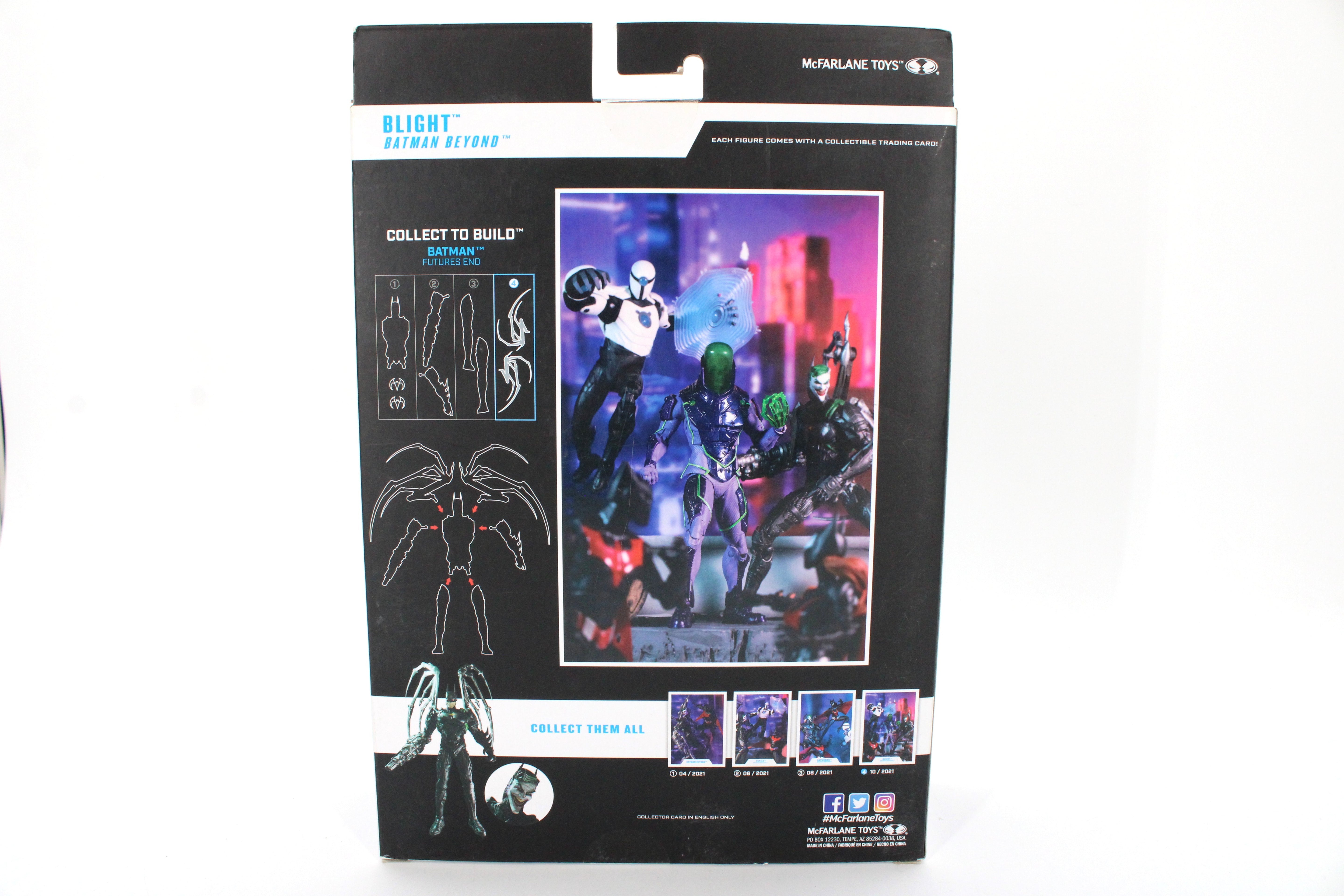 Blight DC Multiverse 7-Inch Figure — Box Back View showing BAF parts diagram and wave lineup