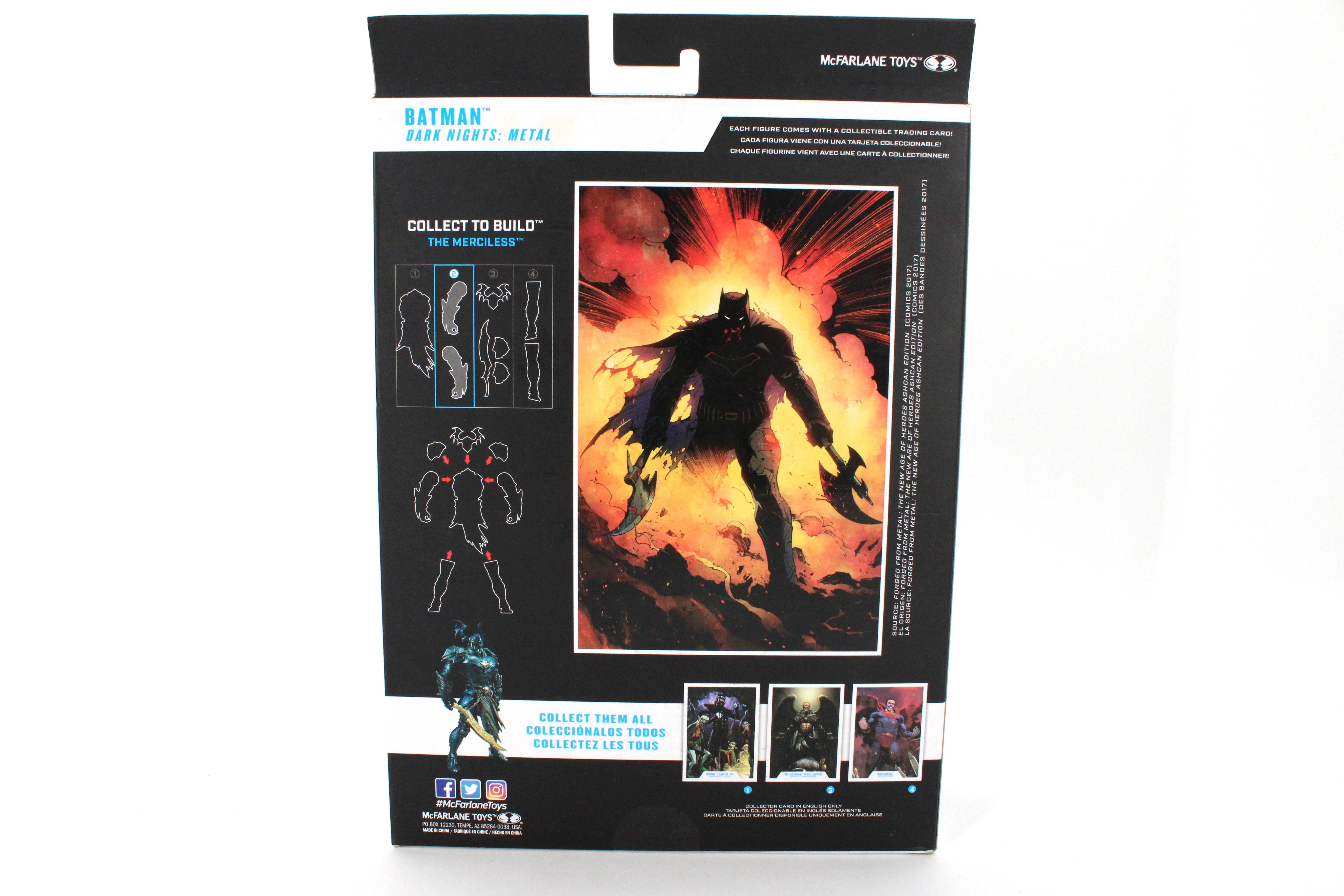 Batman Dark Nights Metal DC Multiverse Figure — Card Back with BAF Assembly Diagram and Comic Art