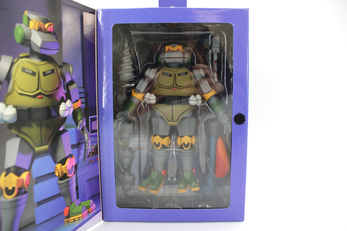 Metalhead TMNT Cartoon NECA 7-Inch Deluxe Figure — Window Box Open, Figure Displayed in Tray