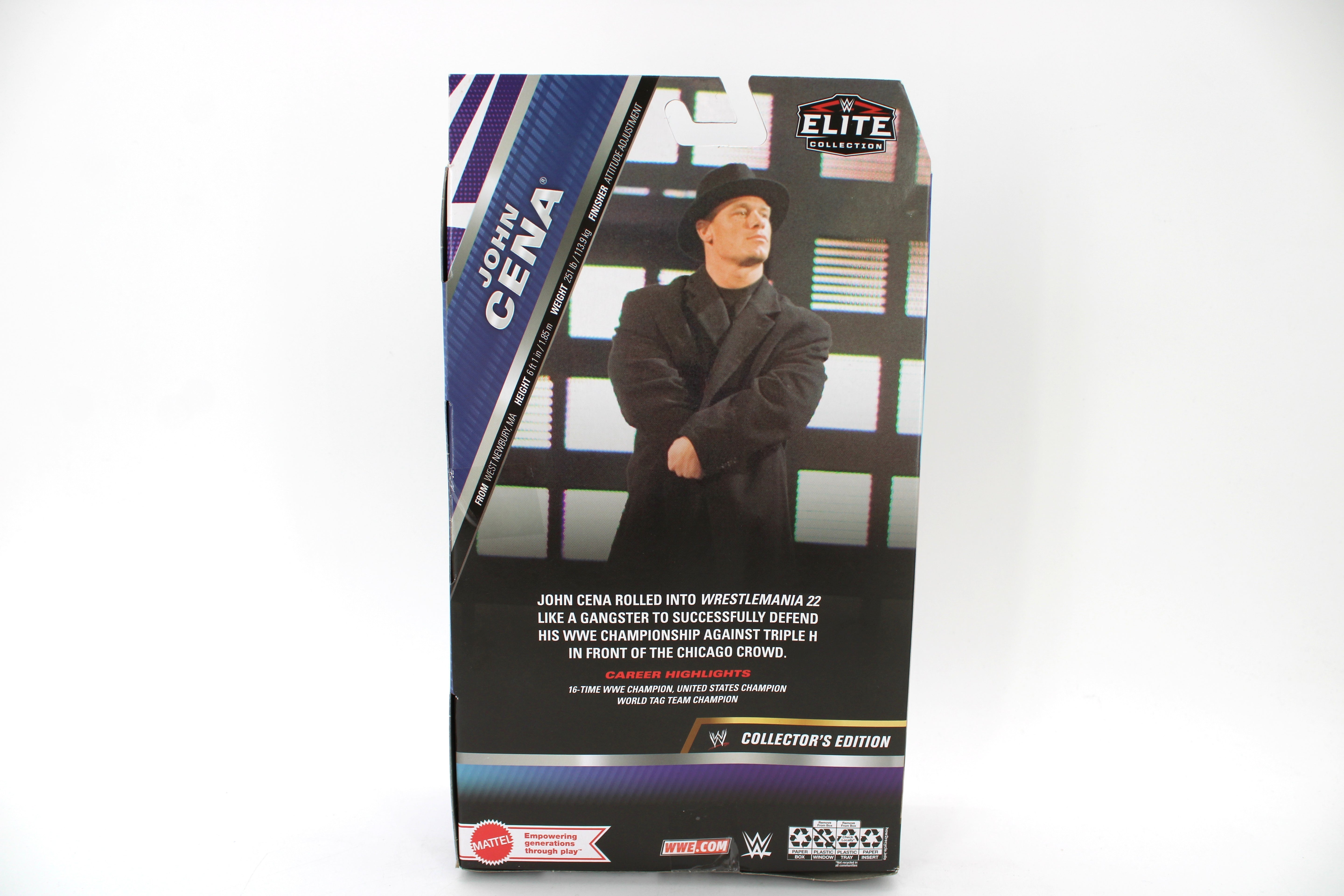 John Cena WWE Elite Collector's Edition WrestleMania 22 Figure — Card Back
