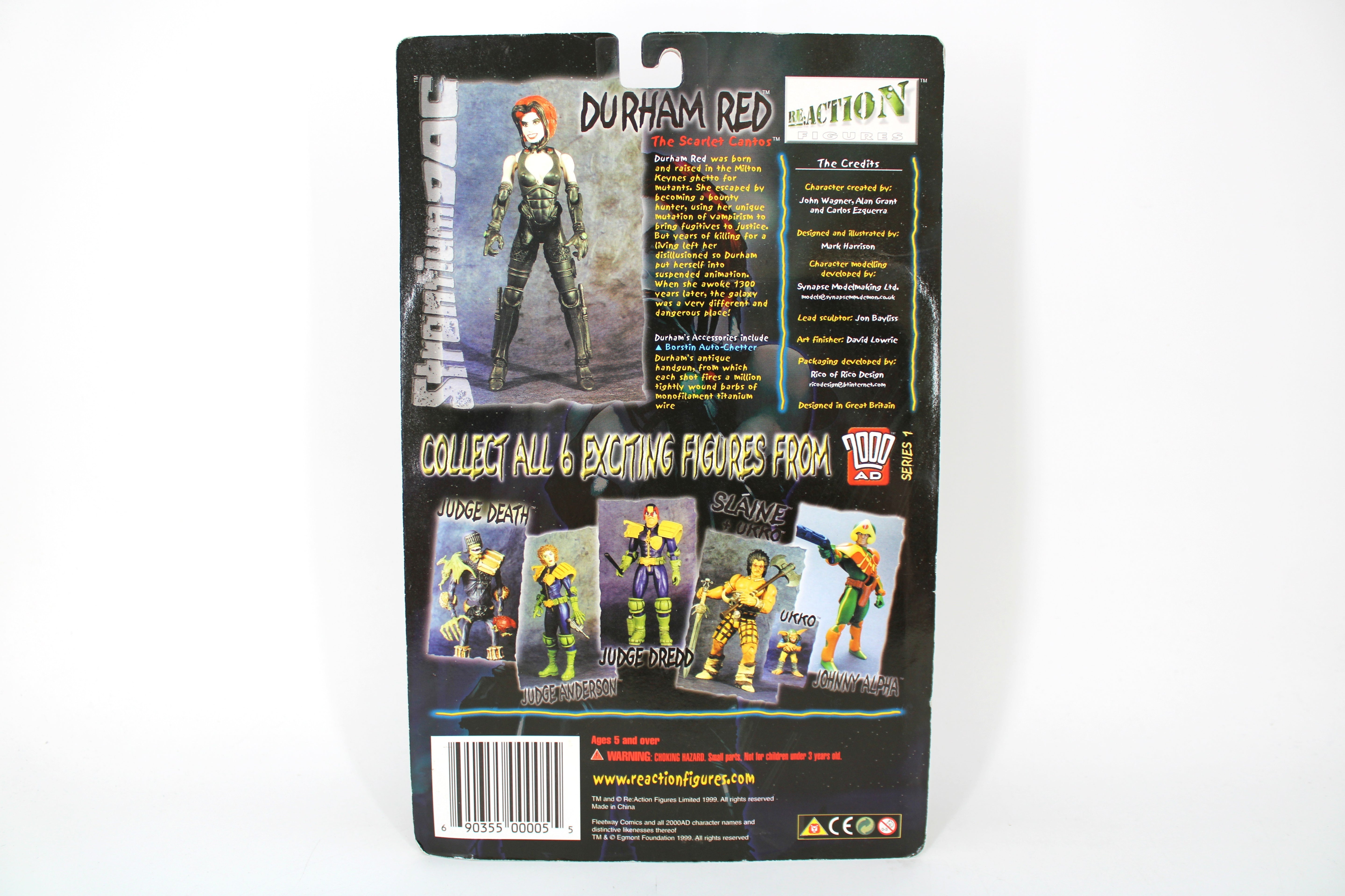 Durham Red 2000 AD Collectors Series 1999 Carded Figure — Card Back