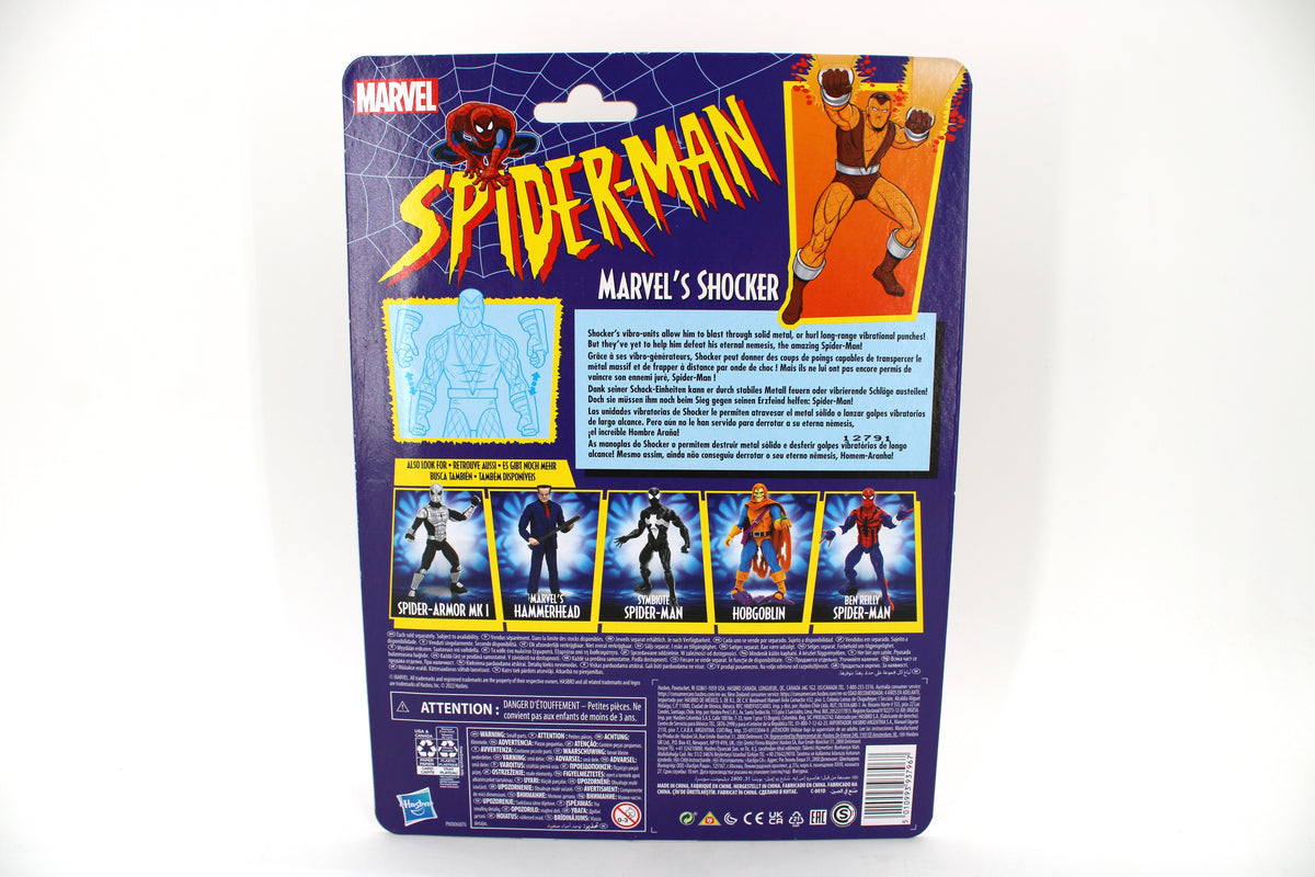 Shocker Marvel Legends Retro 6-Inch Figure — Card Back Showing Wave 2 Assortment