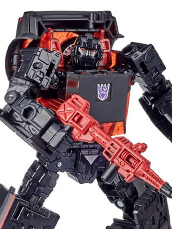 Decepticon Runabout Earthrise War for Cybertron 5.5-Inch Figure — Figure Detail Close-Up Showing Decepticon Insignia and Red Blaster