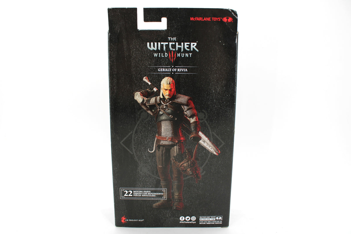 Geralt of Rivia Witcher 3 McFarlane 7-Inch Figure — Box Back View with 22 Moving Parts Callout