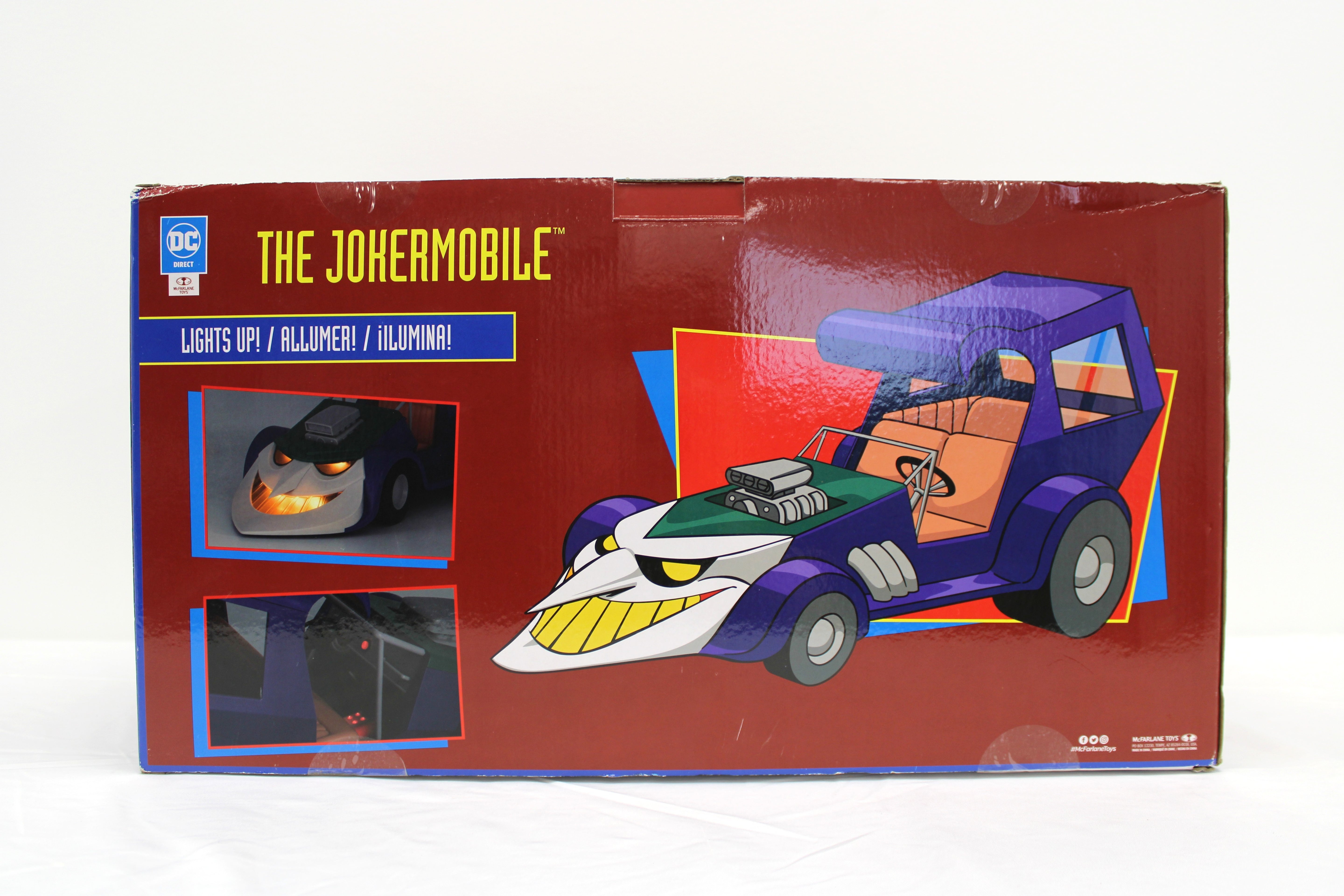 Jokermobile BTAS DC Direct Gold Label Vehicle — Box Back View with Light Feature Photography
