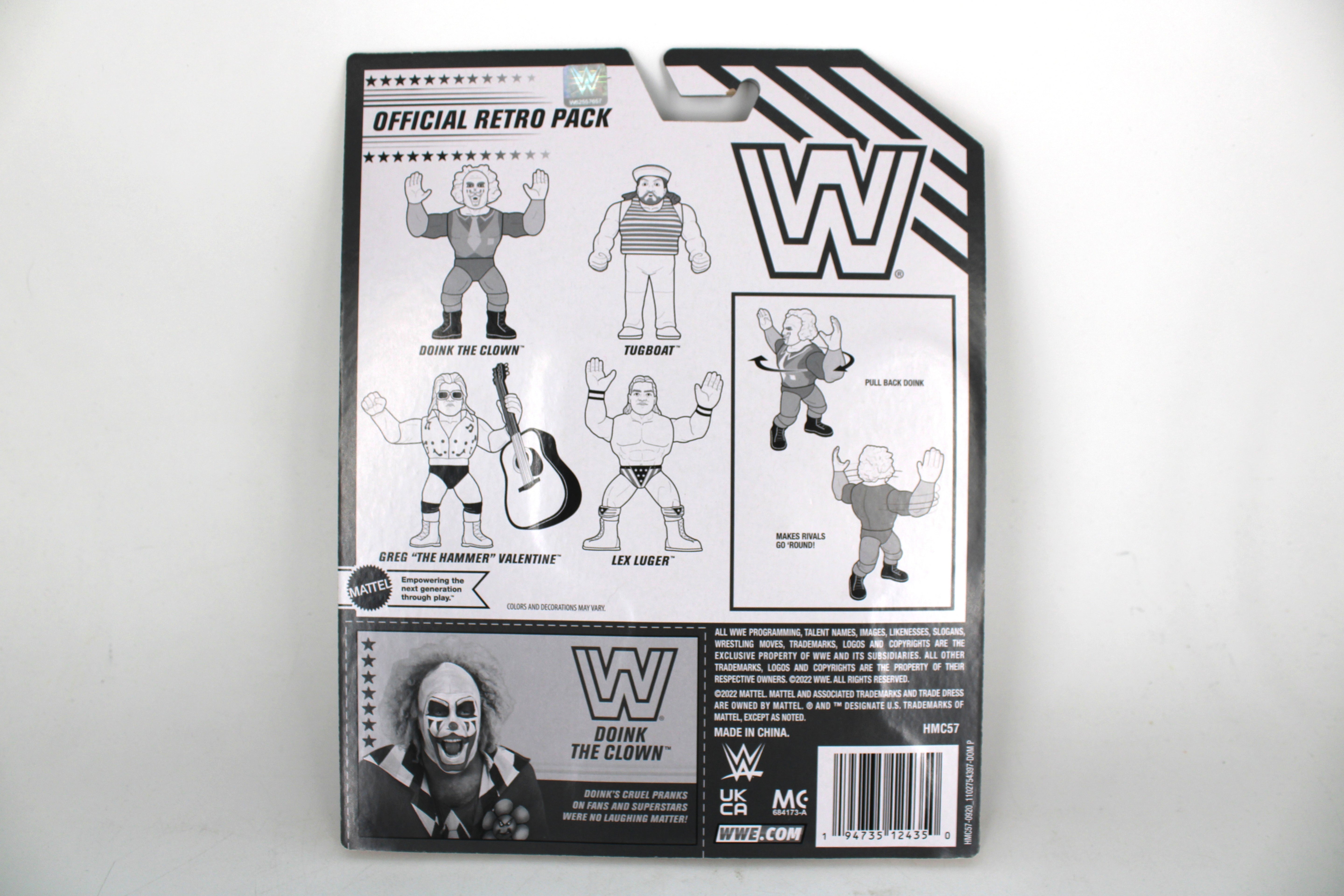 Doink the Clown WWE Retro Series 8 Carded Figure — Card Back with Series Lineup