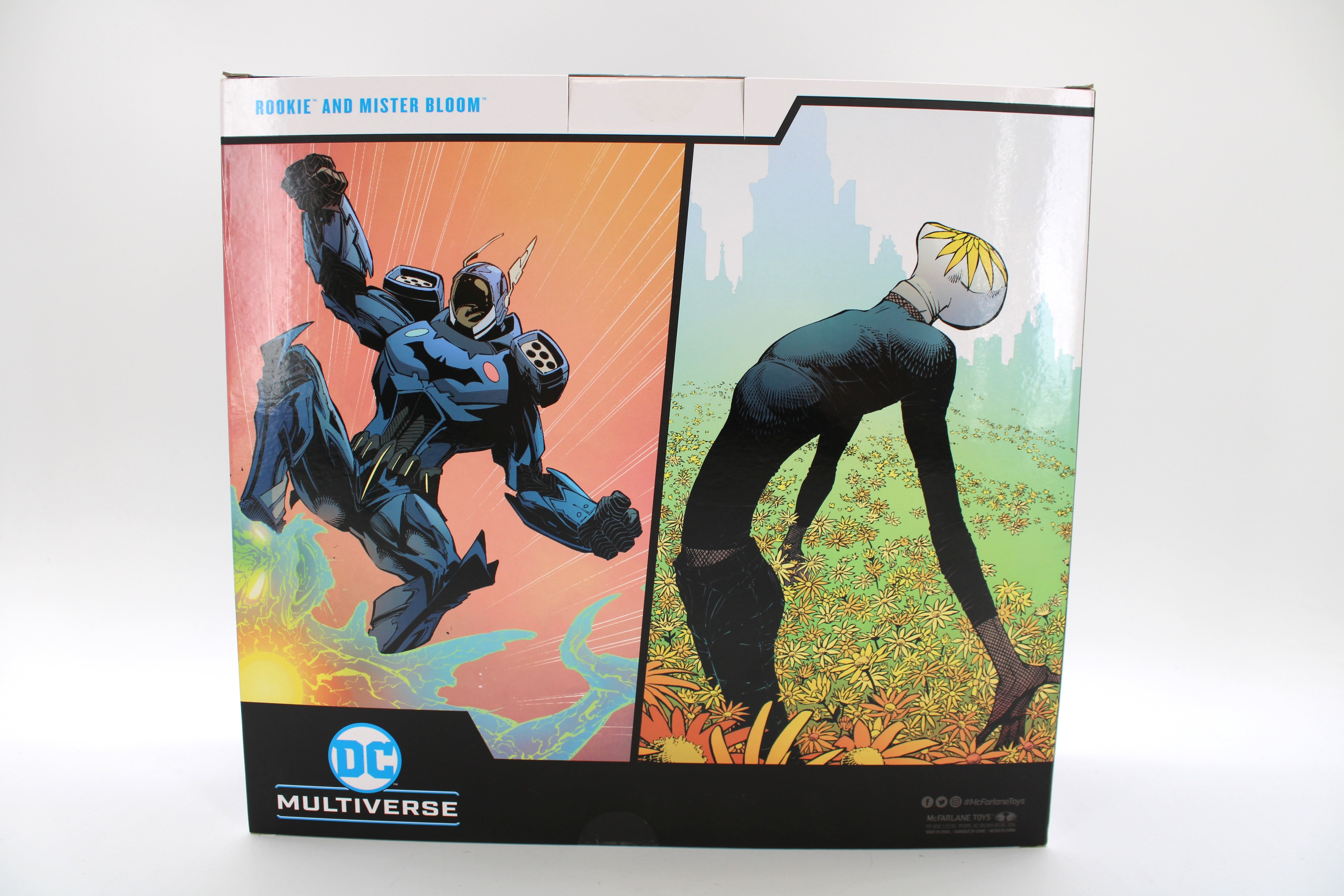Rookie & Mister Bloom DC Multiverse Gold Label 2-Pack — Box Back with Comic Art Panel