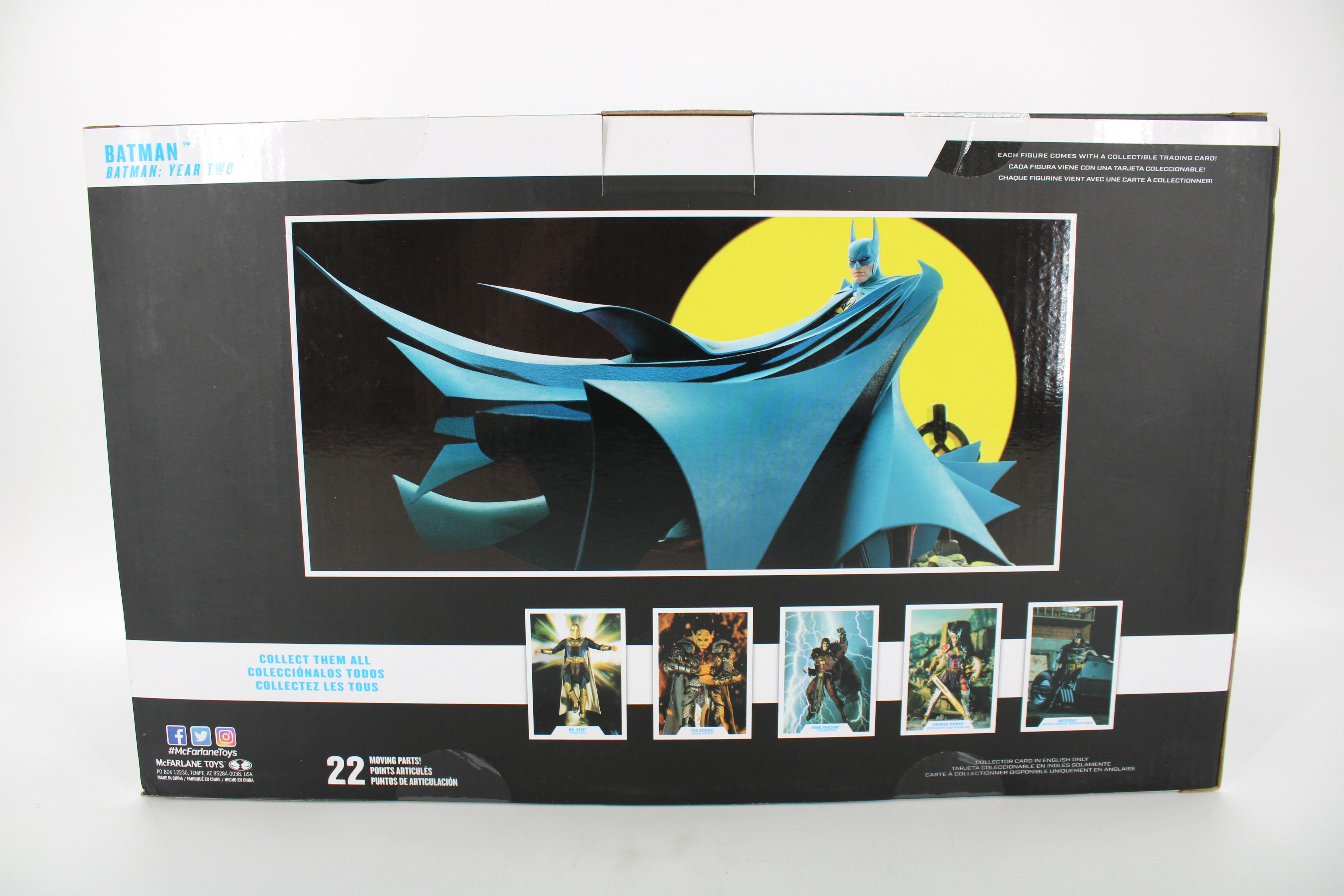 Batman Year Two DC Multiverse Gold Label Figure — Box Back with Promotional Artwork and Five Collectible Trading Card Thumbnails
