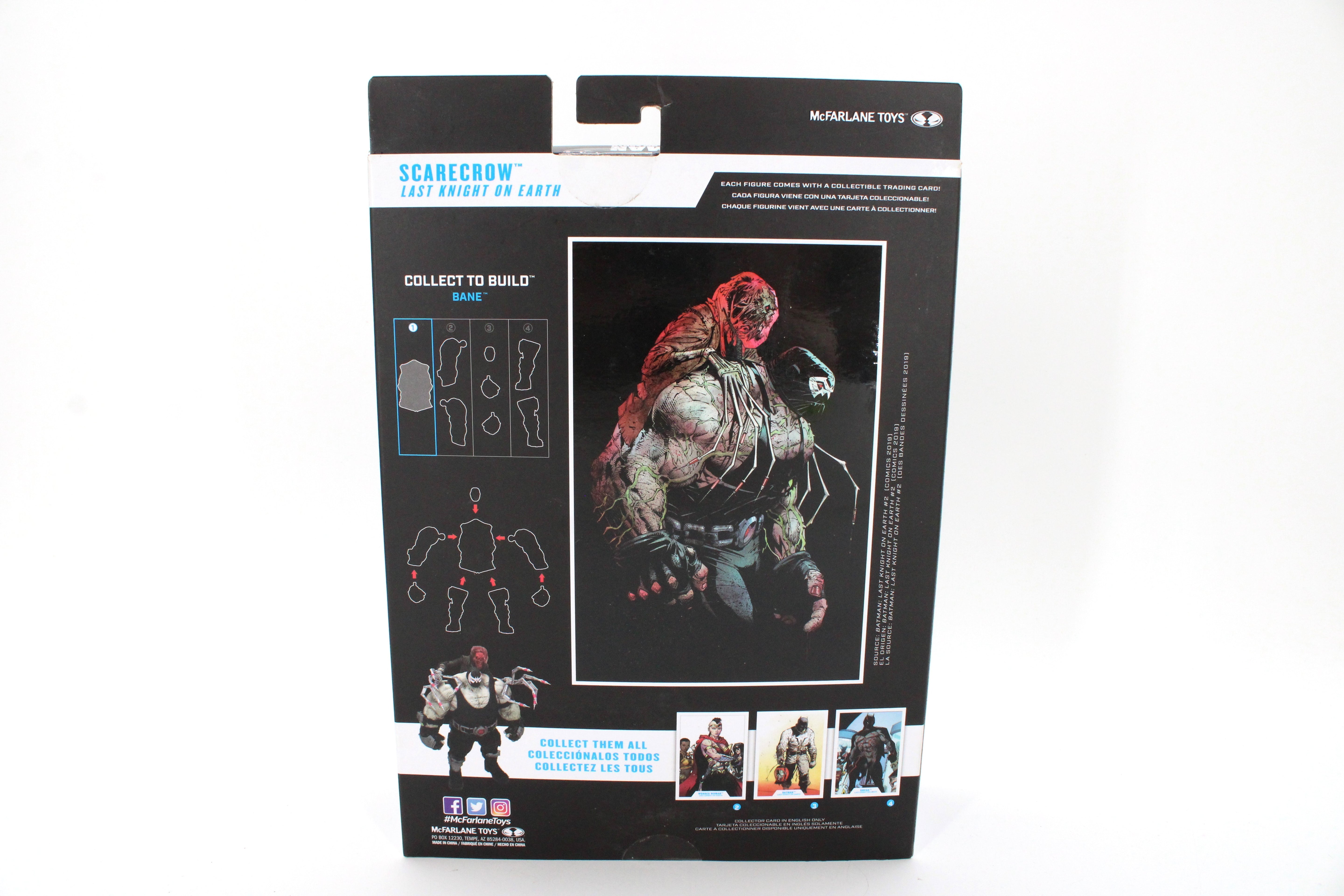 Scarecrow DC Multiverse Last Knight on Earth 7-Inch Figure — Card Back with Bane Collect to Build Assembly Diagram