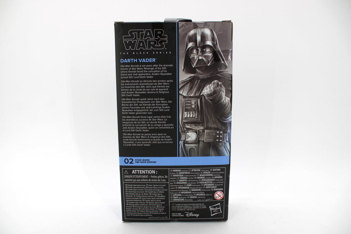 Darth Vader Black Series 6-Inch Obi-Wan Kenobi Wave 02 — Box Back with Multilingual Bio