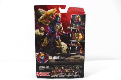 Sy-Klone Masterverse New Eternia Figure — Box Back with Character Bio and Articulation Poses