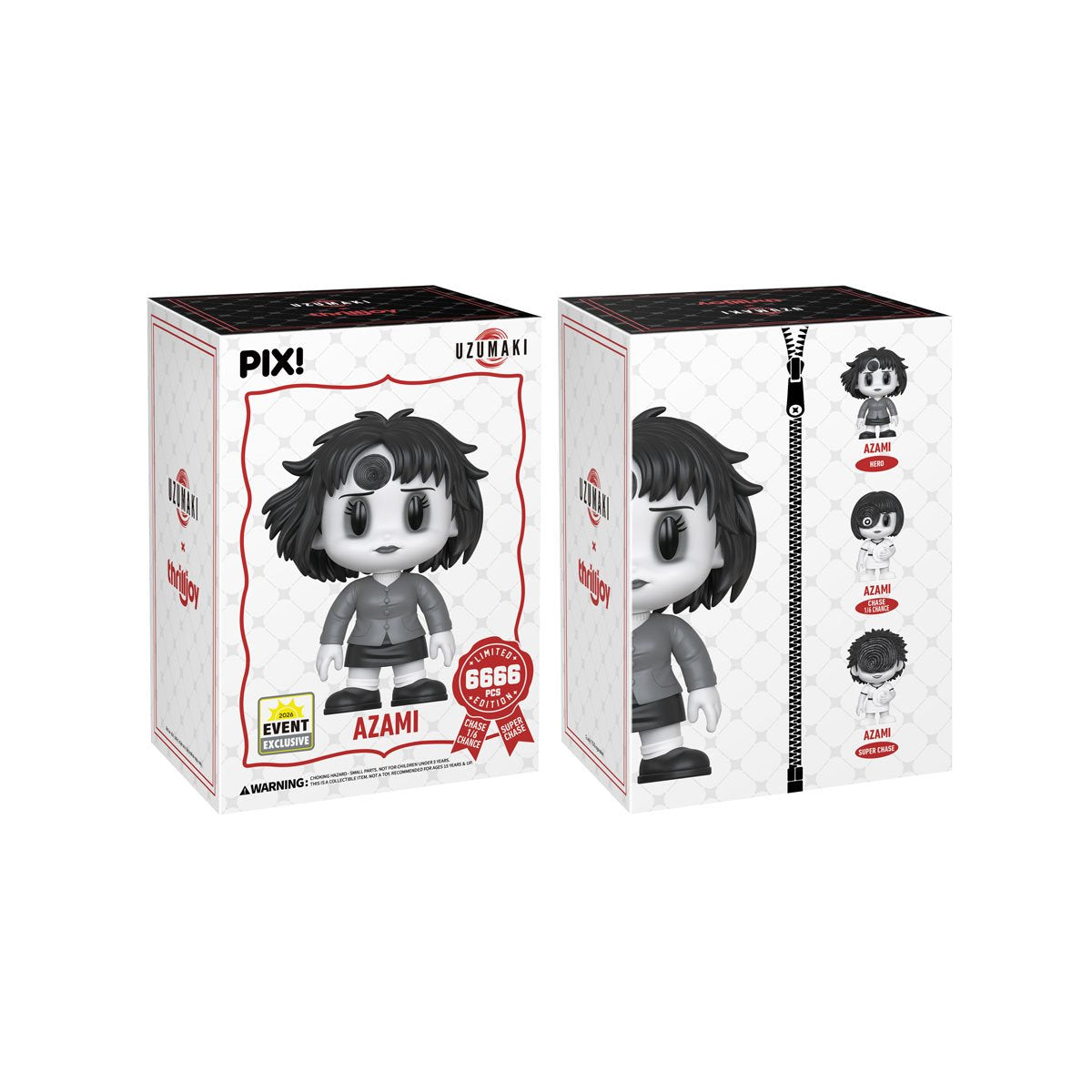 Azami Junji Ito Pix! Vinyl Figure — Box Front and Box Side with Variant Guide
