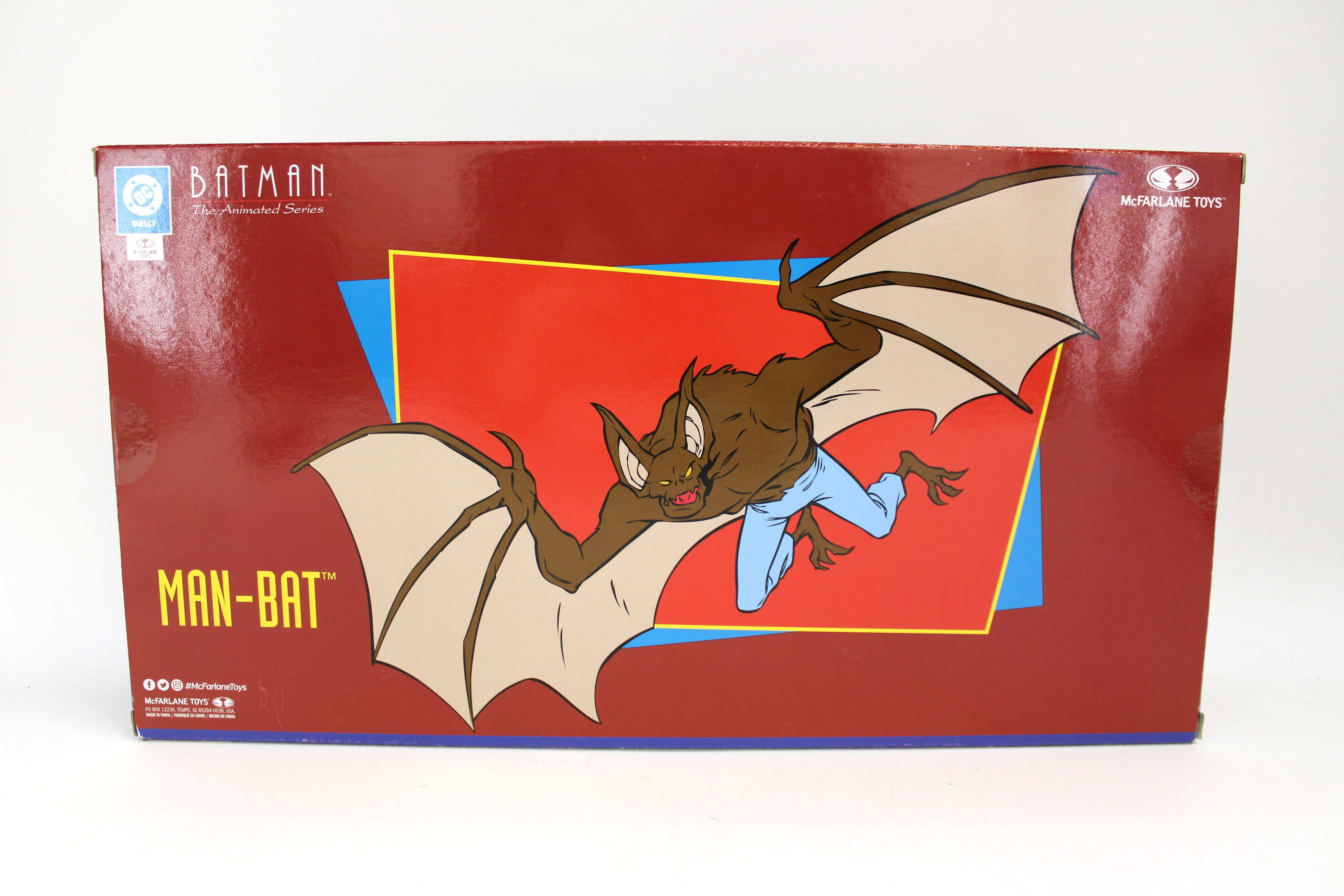 Man-Bat DC Direct Gold Label BTAS Figure — Box Back with Full-Bleed Animated Illustration