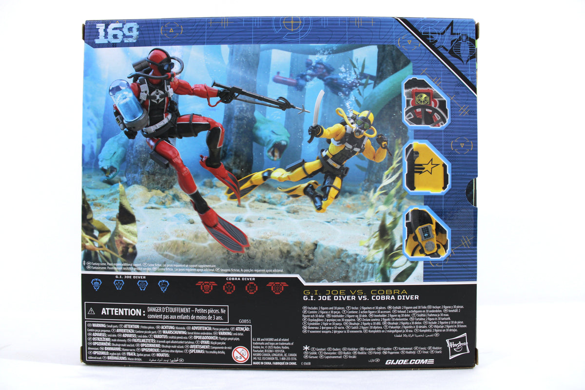 GI Joe Diver vs Cobra Diver Classified Series #169 Two-Pack — Box Back with Underwater Action Scene