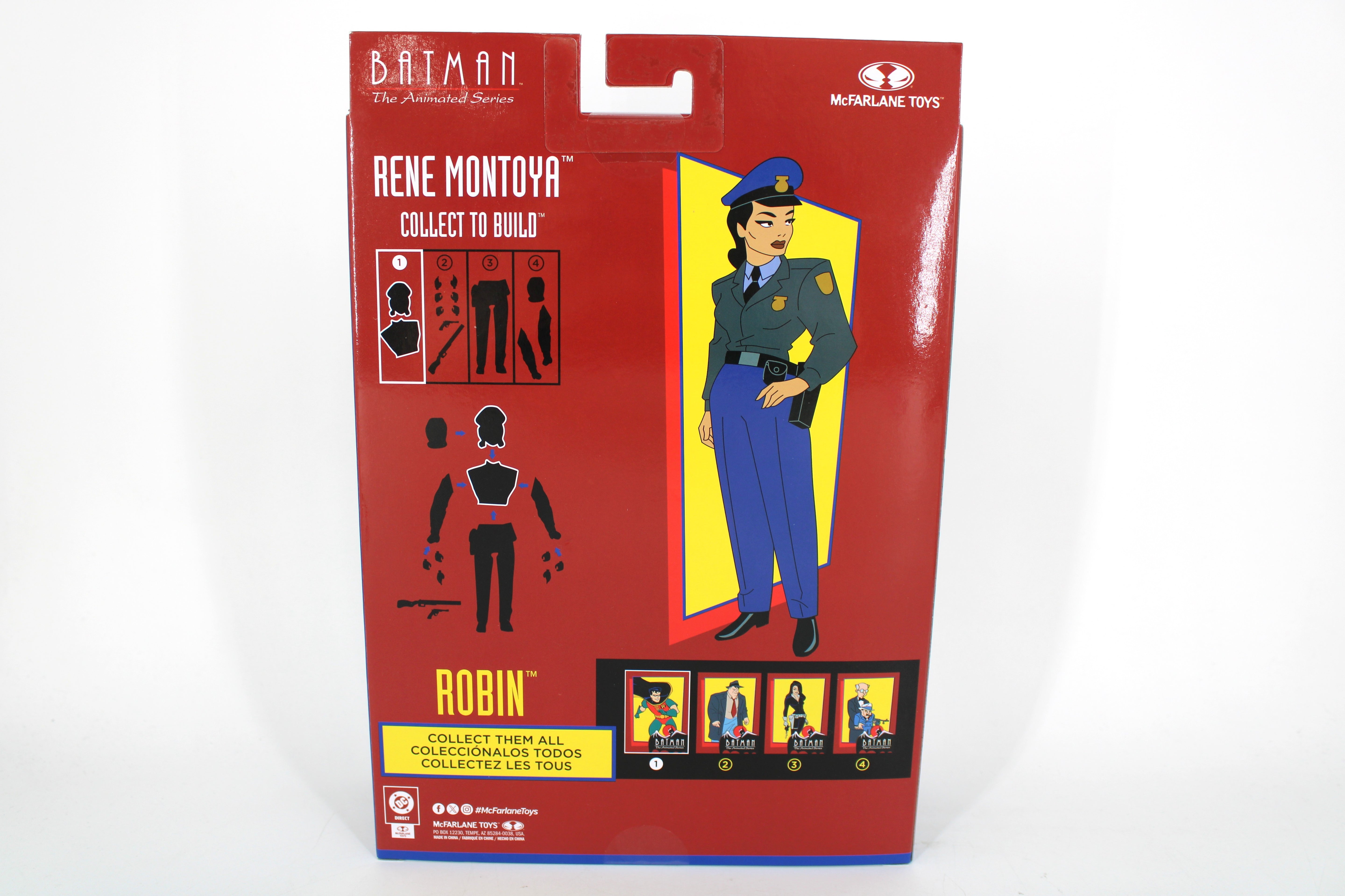 Robin Batman The Animated Series Wave 7 McFarlane Figure — Card Back with Rene Montoya BAF Assembly Diagram