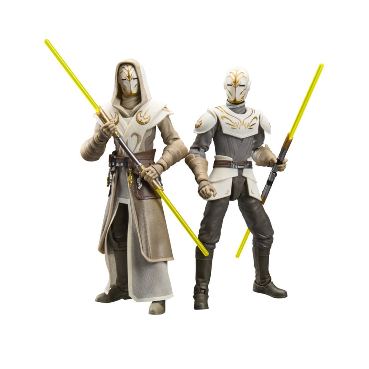 Jedi Temple Guards Black Series 6-Inch 2-Pack — Both Figures Front View with Yellow Lightsabers