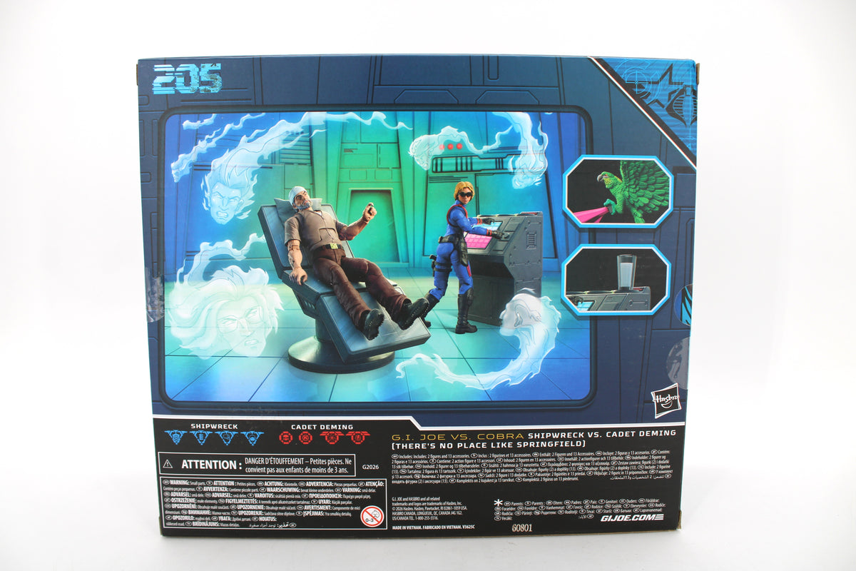Shipwreck vs Cadet Deming GI Joe Classified Series #205 — Box Back with Springfield Diorama Scene