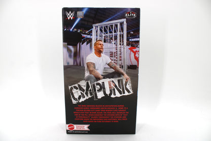 CM Punk WWE Elite Collection Mattel Creations Exclusive Figure — Box Back with WarGames Cage Photo