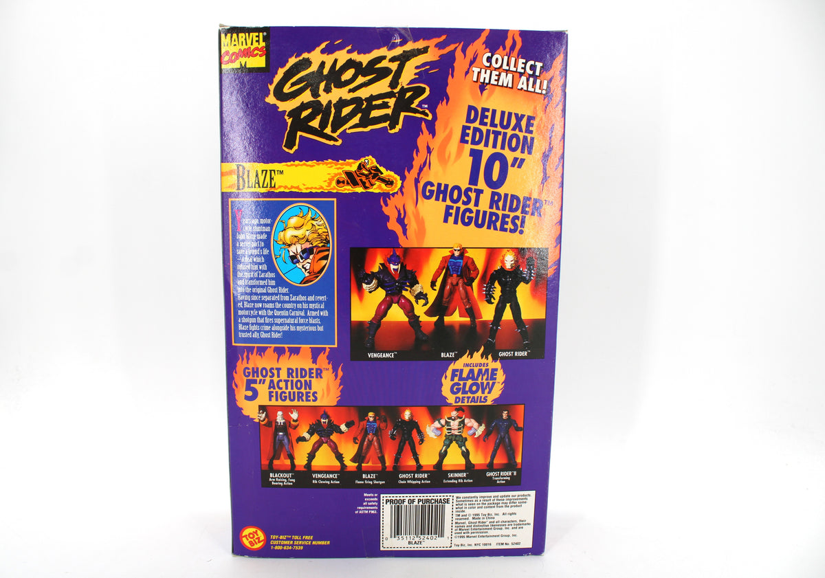 Blaze Ghost Rider Deluxe Edition 10-Inch Figure 1995 Toy Biz — Box Back with Collect Them All Cross-Sell