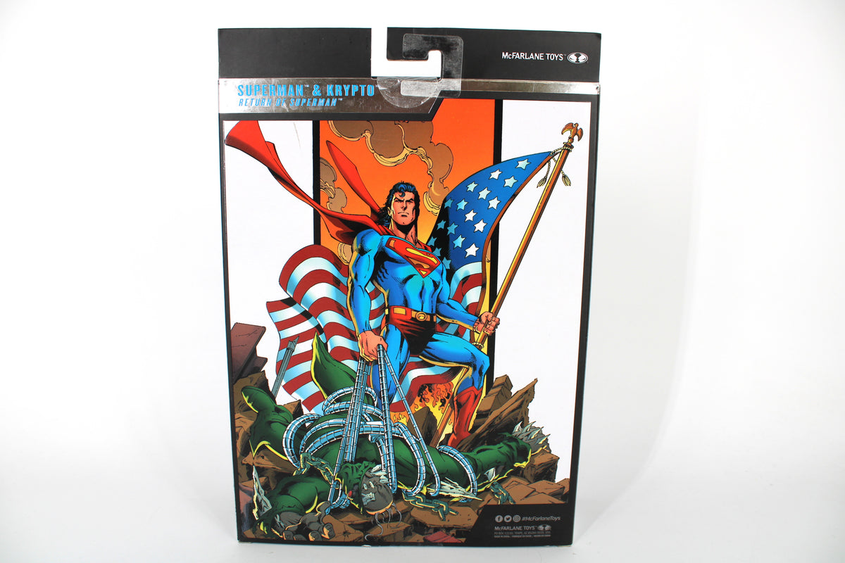 Superman & Krypto DC Multiverse Collector Edition — Box Back with Return of Superman Comic Art