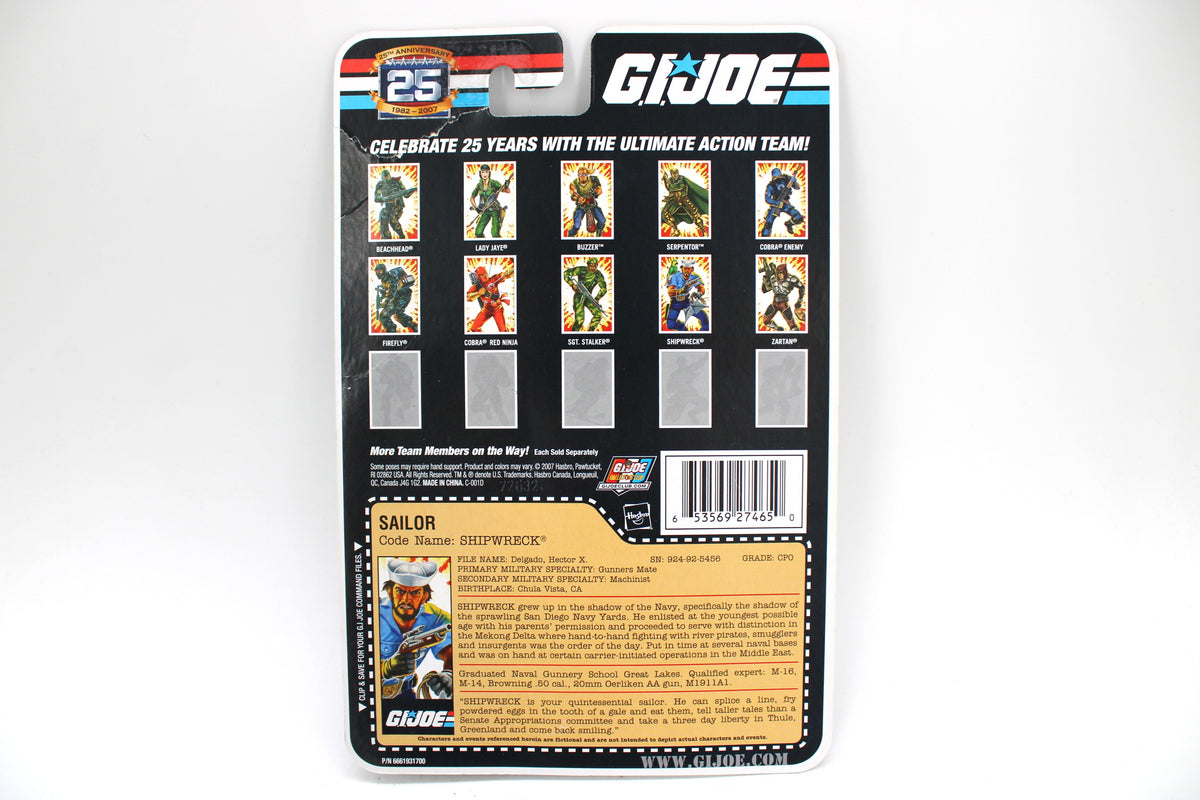 Shipwreck G.I. Joe 25th Anniversary 3¾-Inch Figure — Card Back with File Card