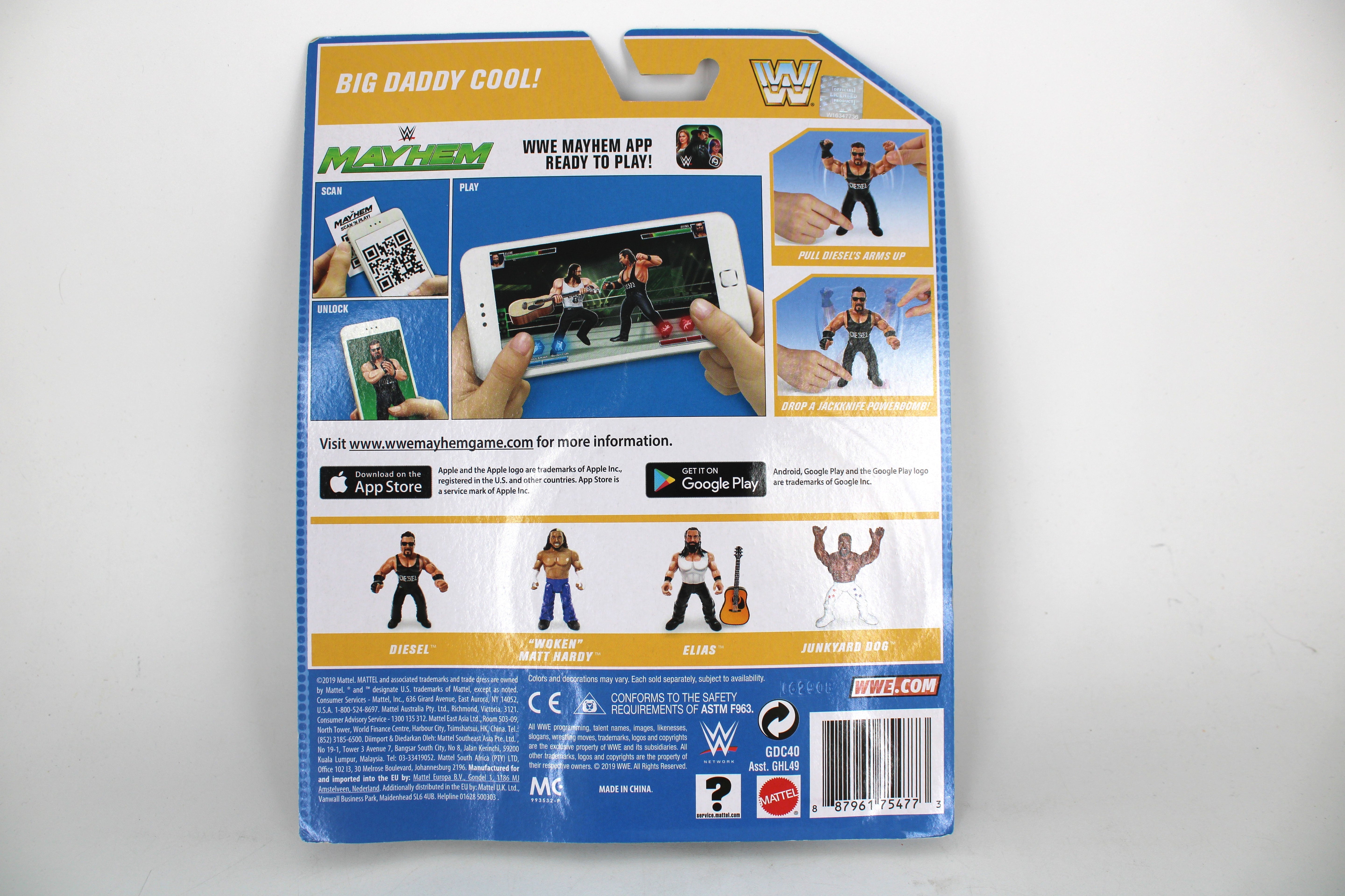 Diesel WWE Retro Series 2019 Carded Figure — Card Back Detail