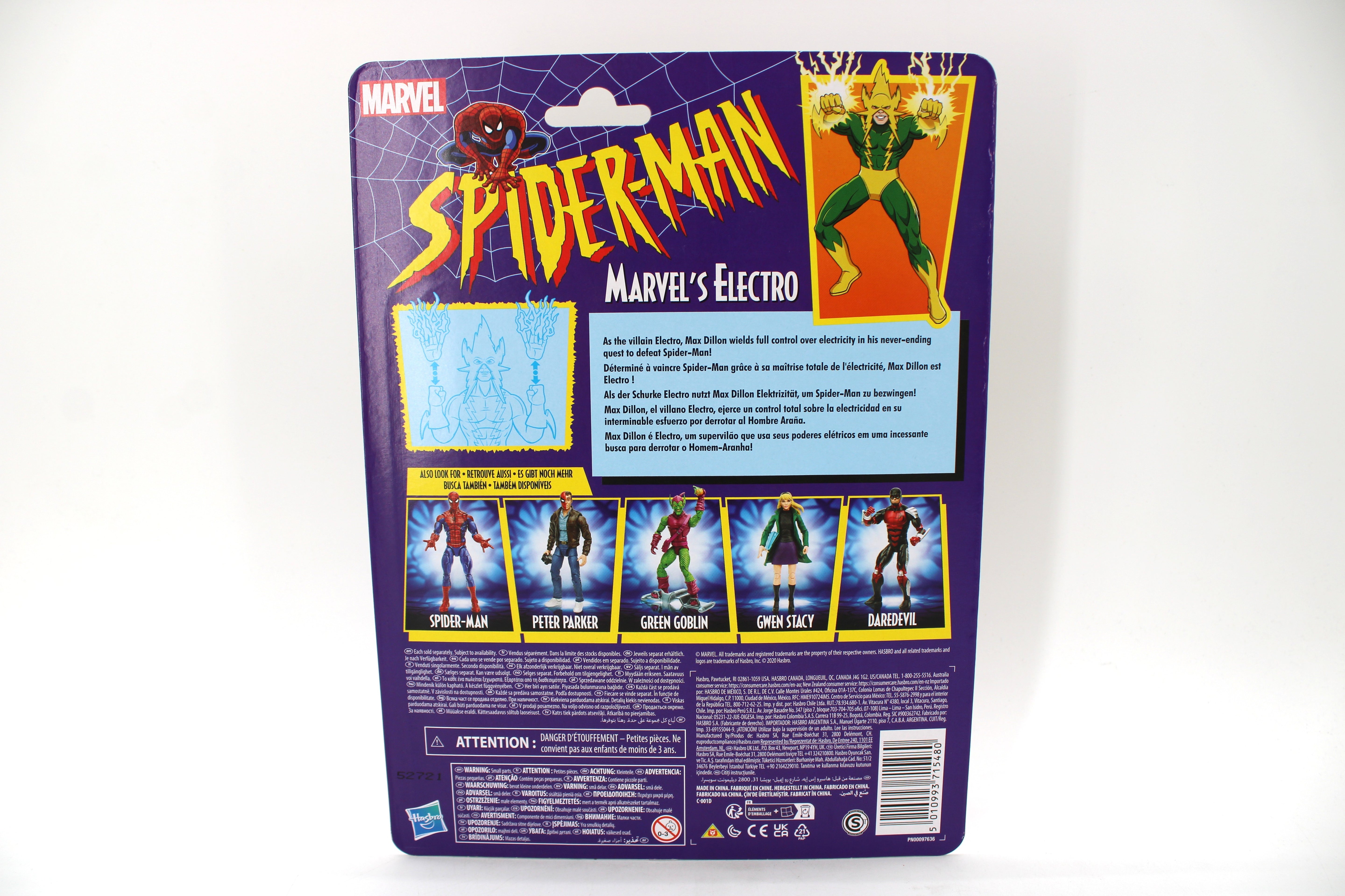 Electro Marvel Legends Retro Collection 2020 Figure — Card Back