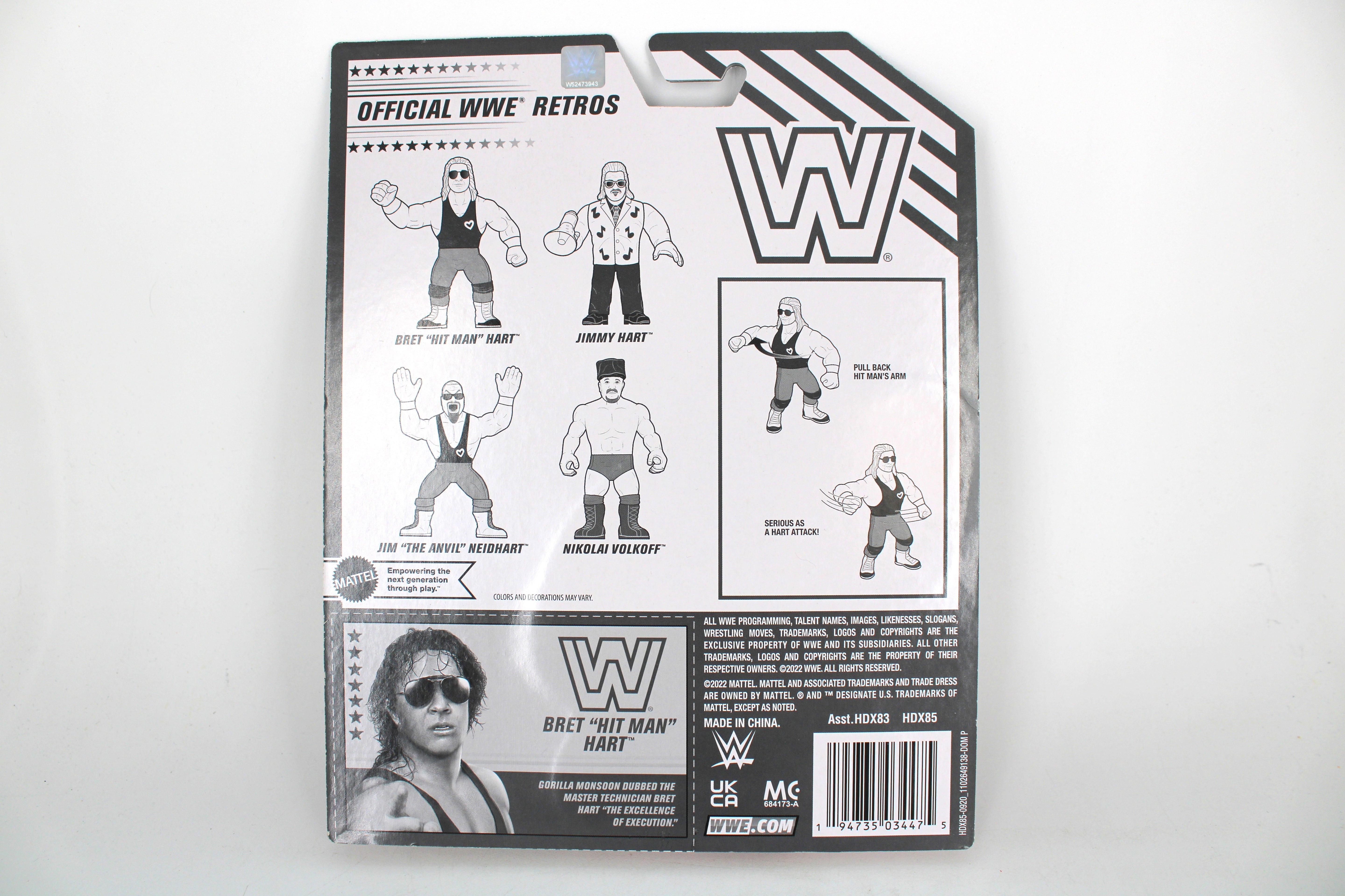 Bret Hit Man Hart WWE Retros Carded Figure — Card Back Detail