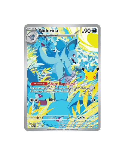 Pokemon TCG 30th Celebration Nidorina Full-Art Foil Promo Card — Card Front Detail