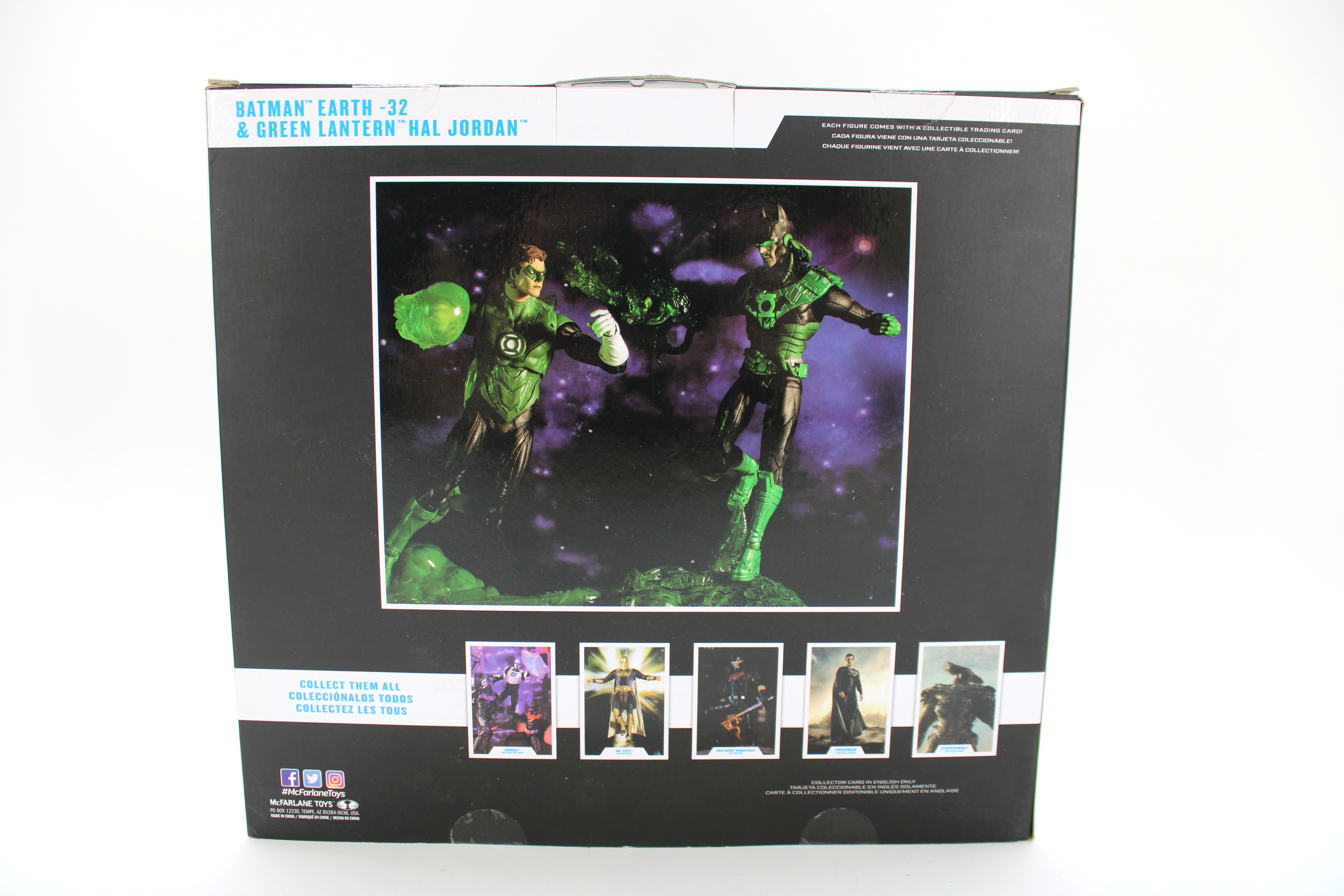 Batman Earth -32 & Green Lantern Hal Jordan DC Multiverse 2-Pack — Box Back with Diorama Photography and Collect Them All Card Grid
