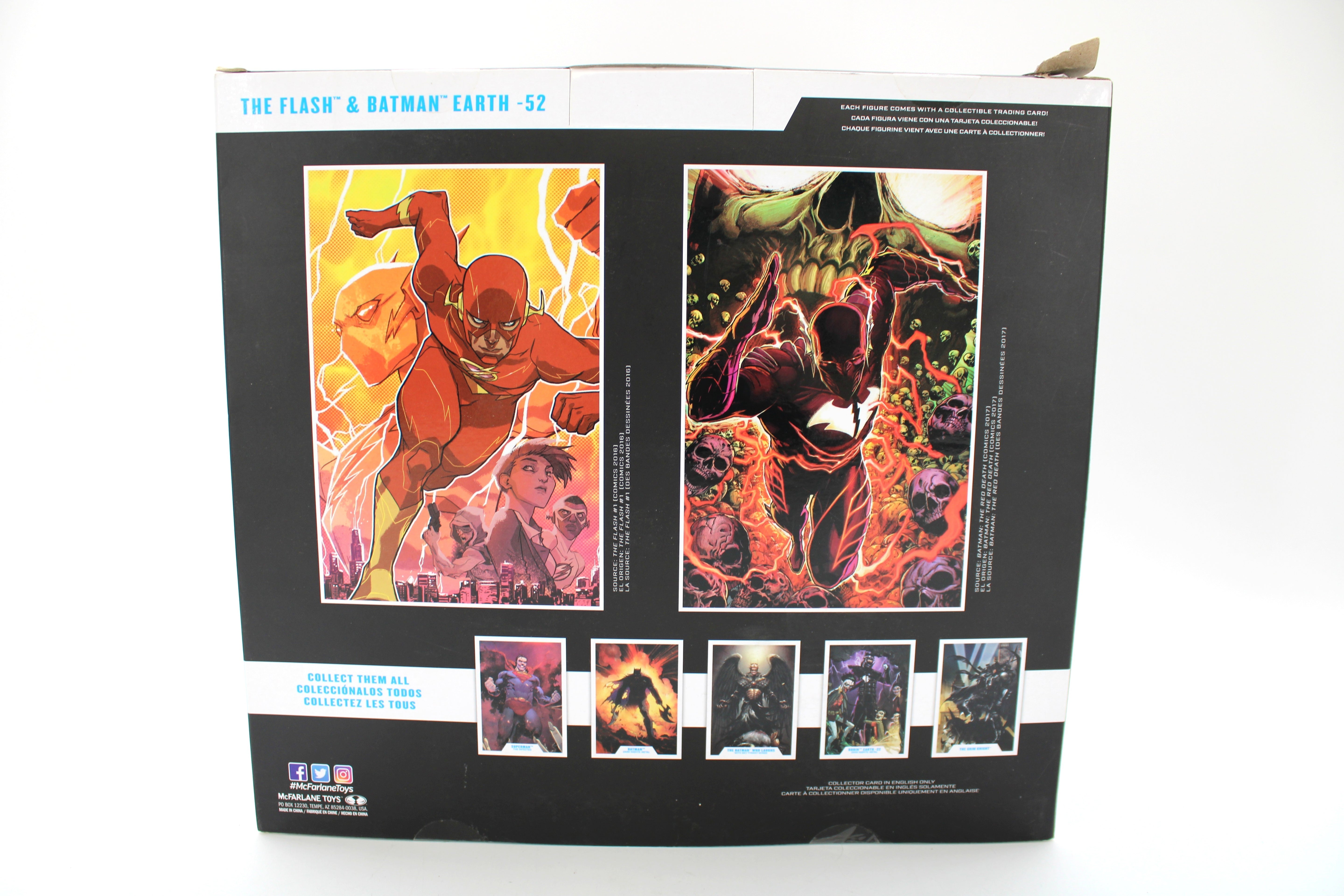 Flash & Batman Earth -52 DC Multiverse Two-Pack — Box Back with Comic Art and Collect Them All Strip