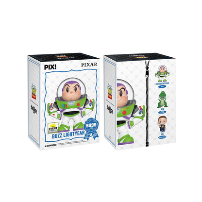 Buzz Lightyear Pix! Vinyl Figure 2026 Convention Exclusive — Box Front and Box Side with Chase Variant Guide