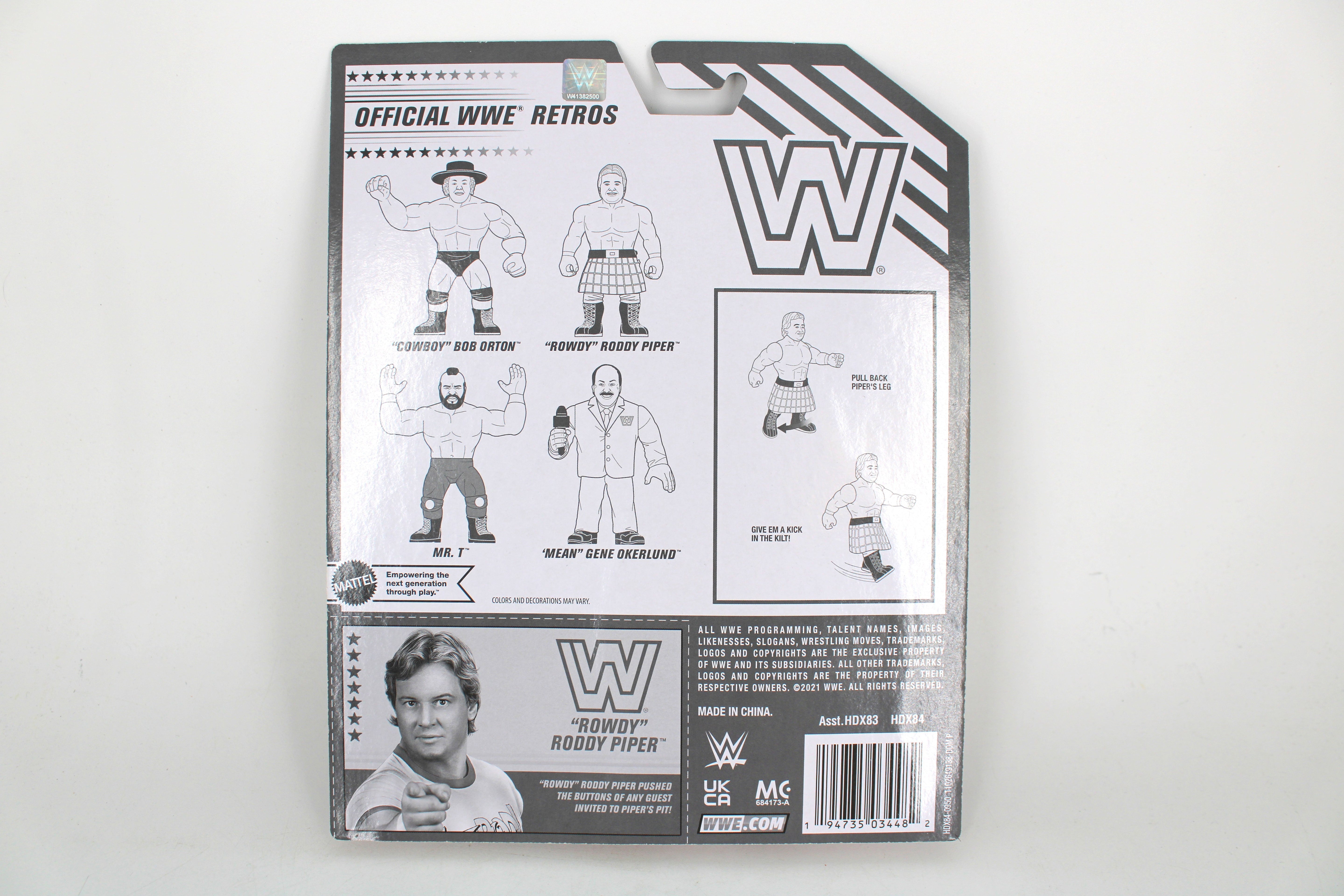 Rowdy Roddy Piper WWE Retros Kilt Kick Figure 2021 — Card Back