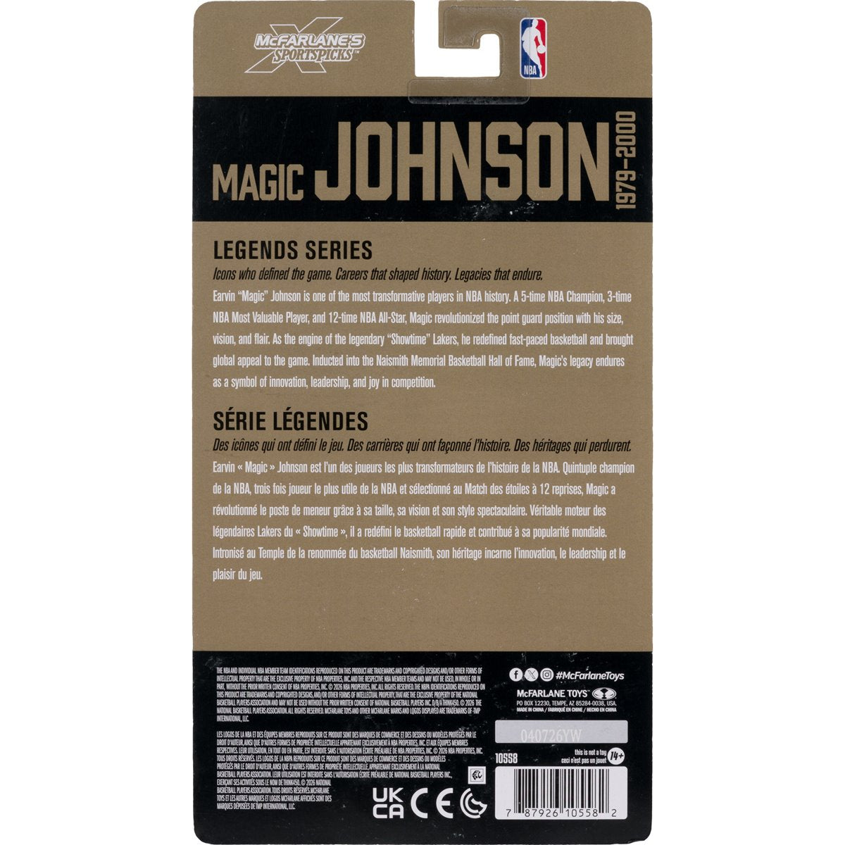 Magic Johnson NBA Legends SportsPicks 6-Inch Figure — Card Back Detail