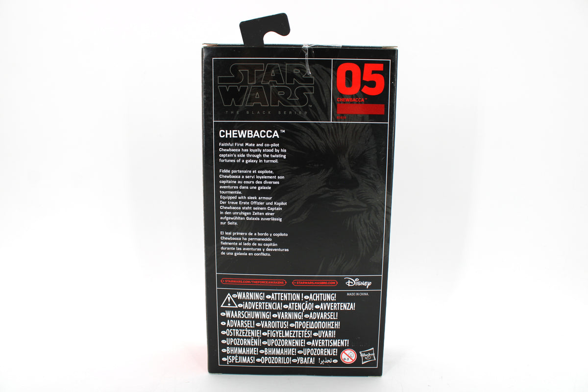 Chewbacca Star Wars Black Series 6-Inch Figure 2015 — Box Back with #05 Numbering and Multilingual Bio