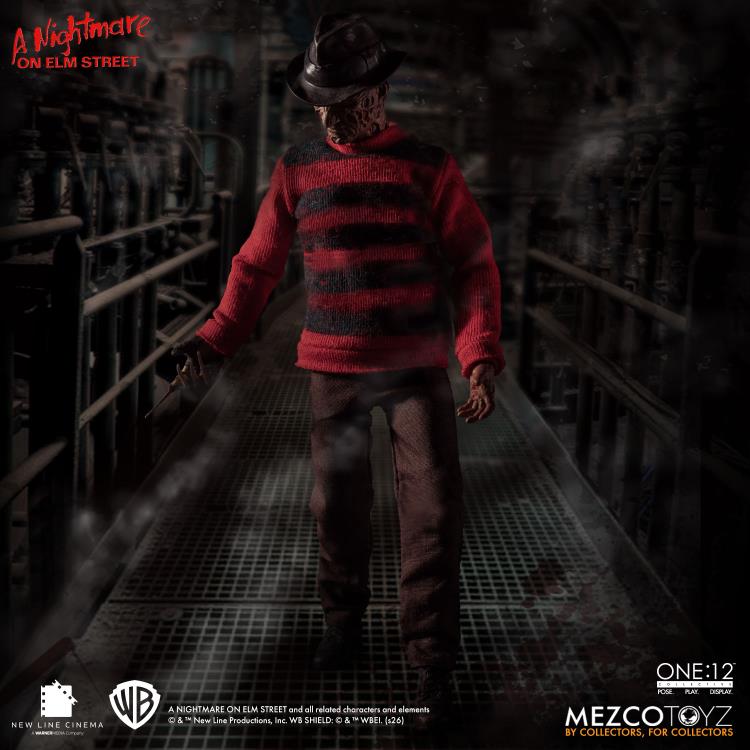 Freddy Krueger One:12 Collective 6-Inch Figure — Back View Walking in Boiler Room Setting