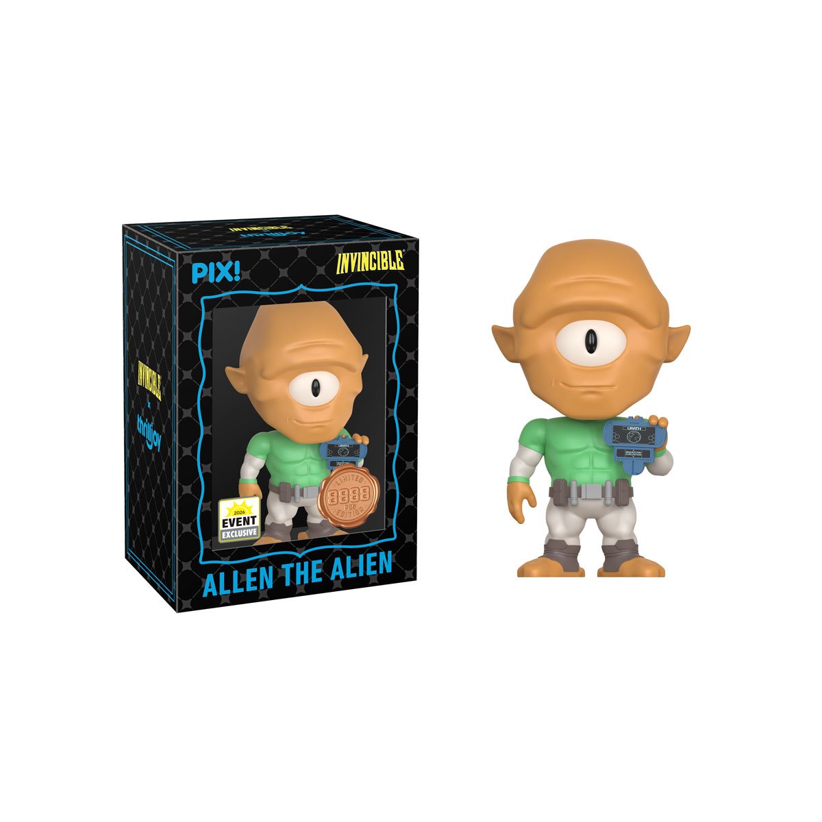 Allen the Alien Invincible Pix! Vinyl Figure — Black Box Package Front with Figure Out of Box