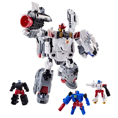 Armada Jetfire Age of the Primes Commander Class 8-Inch Figure — Figure with All Three Mini-Con Figures Displayed