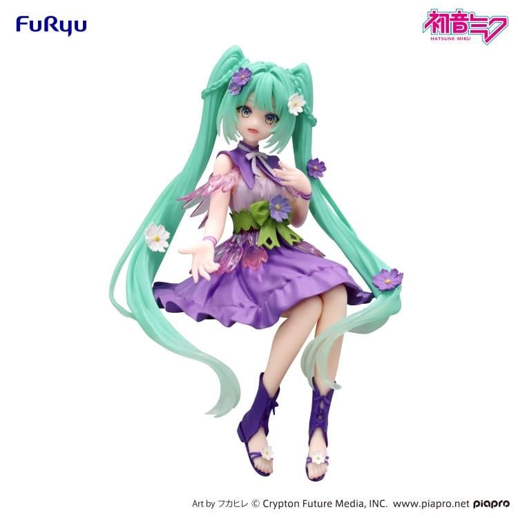 Hatsune Miku Flower Fairy Cosmos Purple Noodle Stopper Figure — Front View