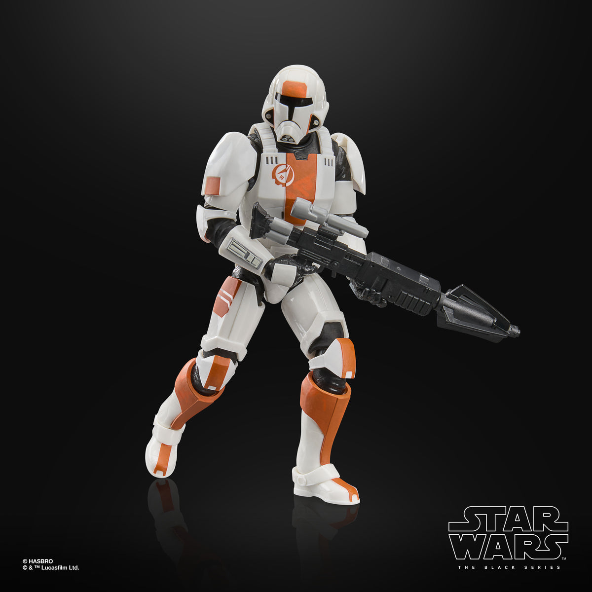 Republic Trooper Black Series 6-Inch Figure — Front View with Heavy Blaster Raised