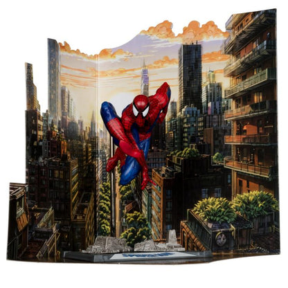 Spider-Man Marvel Comics 1/10 Scale Figure — Front View with Full Diorama Backdrop Displayed