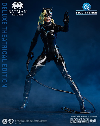 Catwoman Battle Damage DC Multiverse 7-Inch Deluxe Figure — Dynamic Action Pose with Whip, Front View