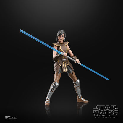 Satele Shan Black Series 6-Inch Figure — Full Body Front View with Double Blue Lightsaber Staff